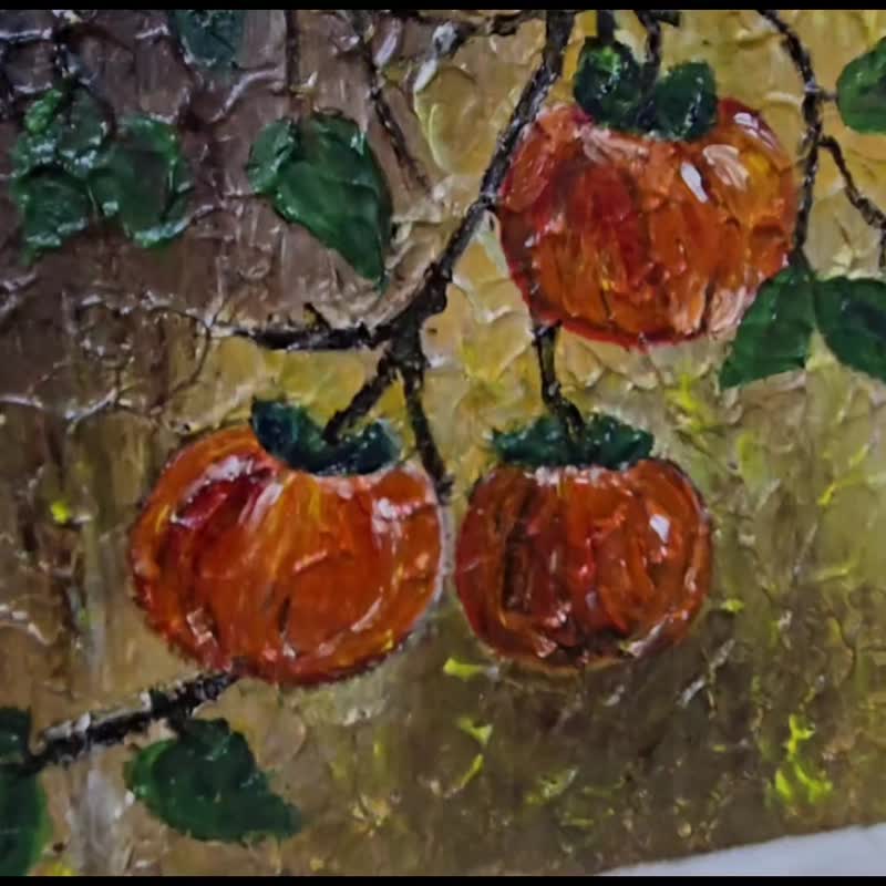 壓克力畫/丙烯藝術/原創手繪【柿柿如意】30×30裝飾掛畫 - 擺飾/家飾品 - 壓克力 