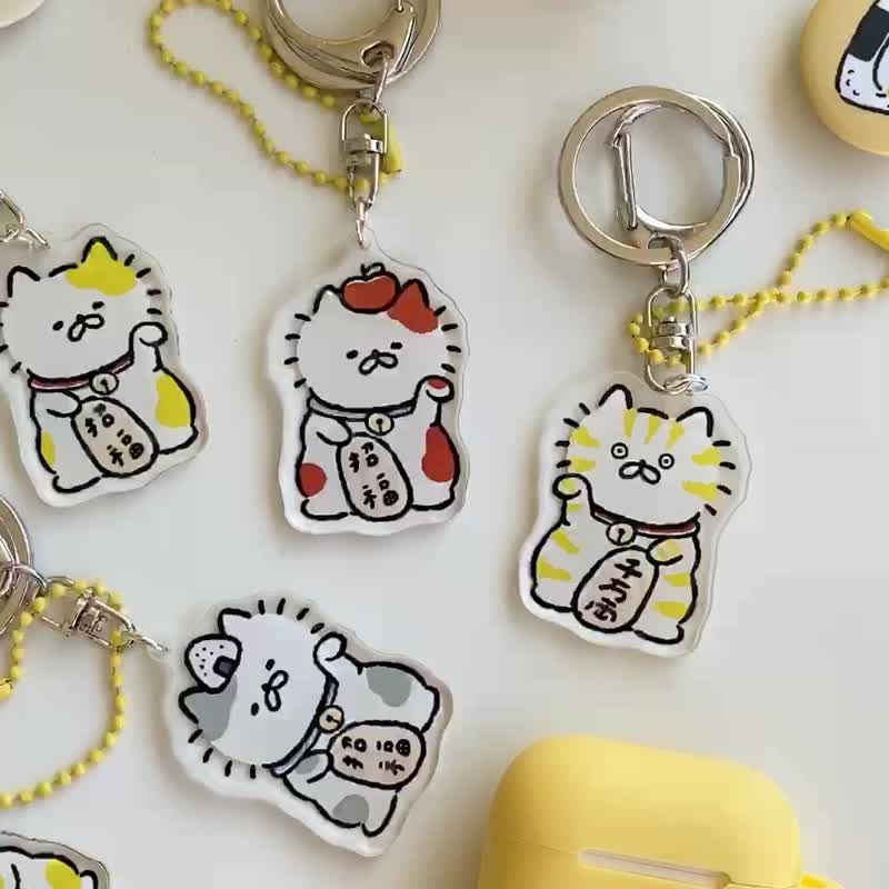 3 Little Cats Acrylic Charms/Key Rings Total 6 Styles - พวงกุญแจ - อะคริลิค สีเหลือง