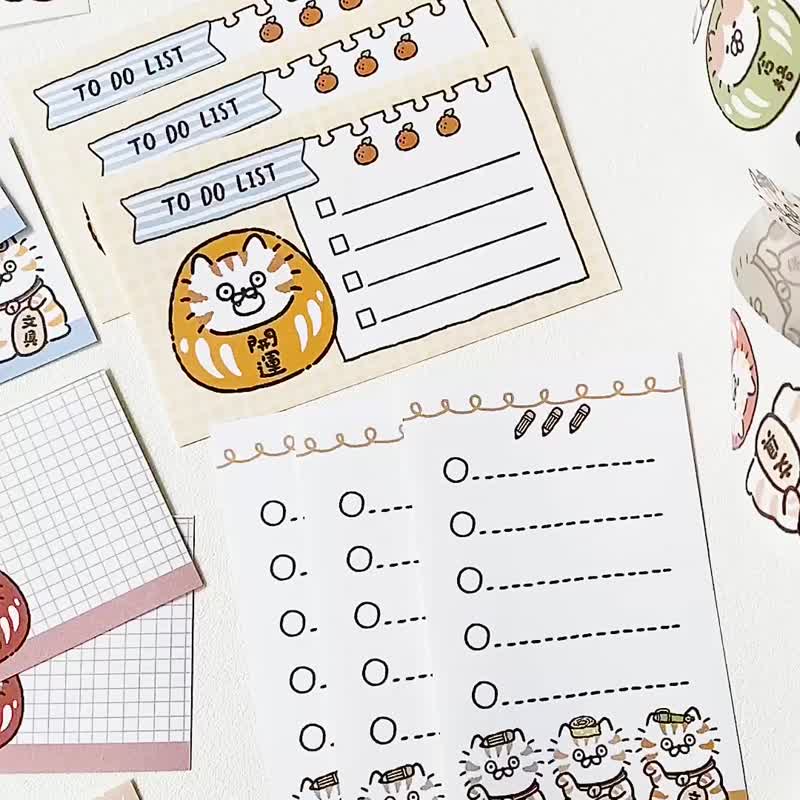 3 little cats/Dharma lucky cat square sticker pack 21 pieces/can be written on - สติกเกอร์ - กระดาษ หลากหลายสี