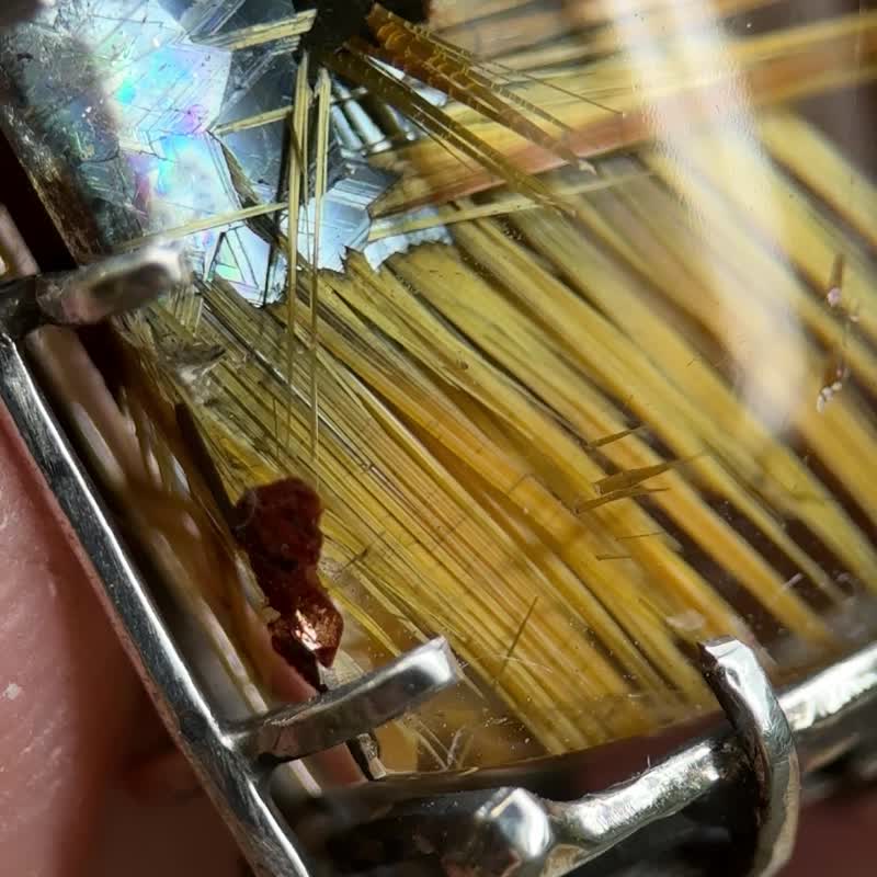 天然礦石 / 鈦晶 / 純銀項鍊/映耀星光 - 項鍊 - 水晶 金色