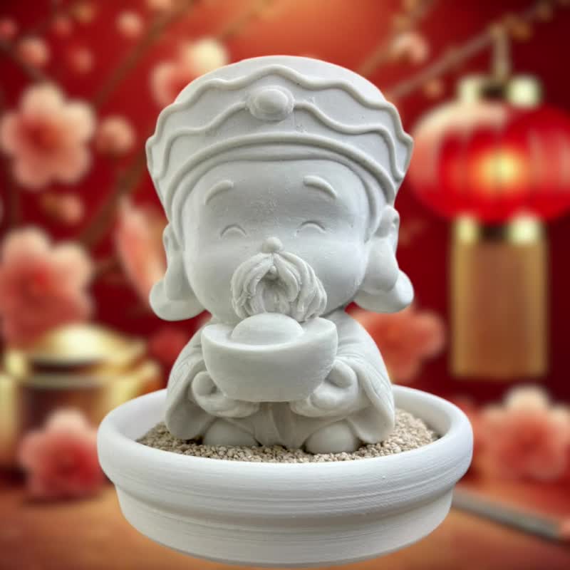 Welcoming the Gods of Wealth - North Wealth God  w/small dish holder set - น้ำหอม - วัสดุอื่นๆ ขาว