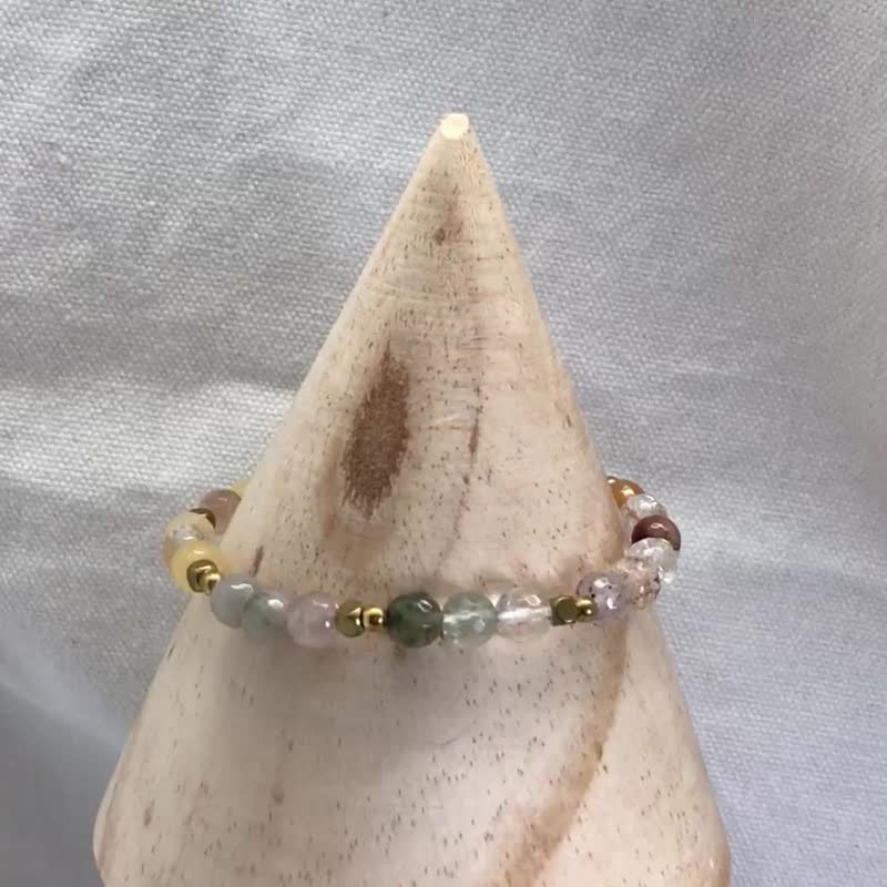 Wealth Bracelet Beads Precious Stones Rutilated Quartz Copper Bead Charm - Bracelets - Crystal Multicolor