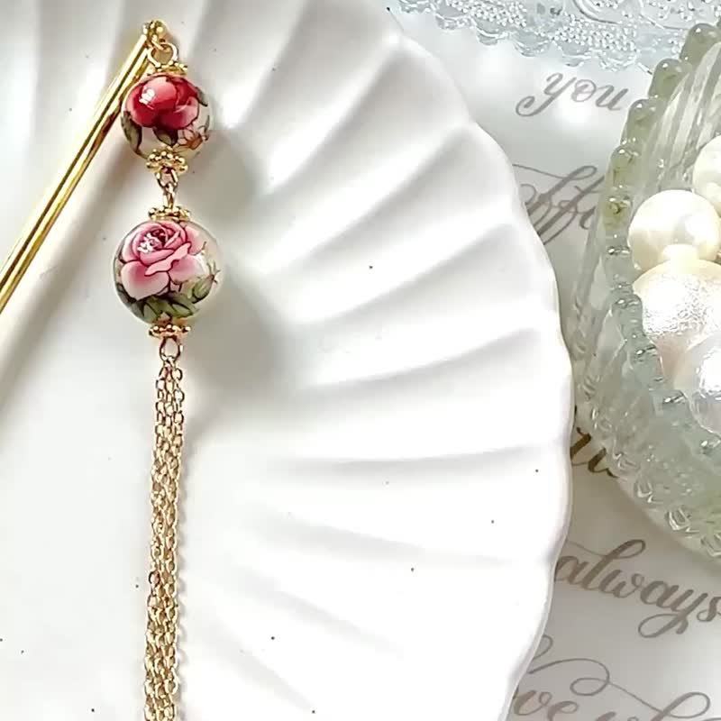 Brass Pearl Camellia Hairpin - Hair Accessories - Pearl White