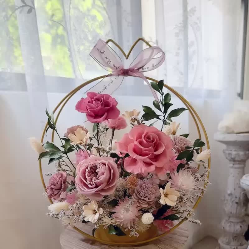 時光靜好的圓舞曲。永生花盆花 質感系 永生花 盆花 - 乾燥花/永生花 - 植物．花 粉紅色