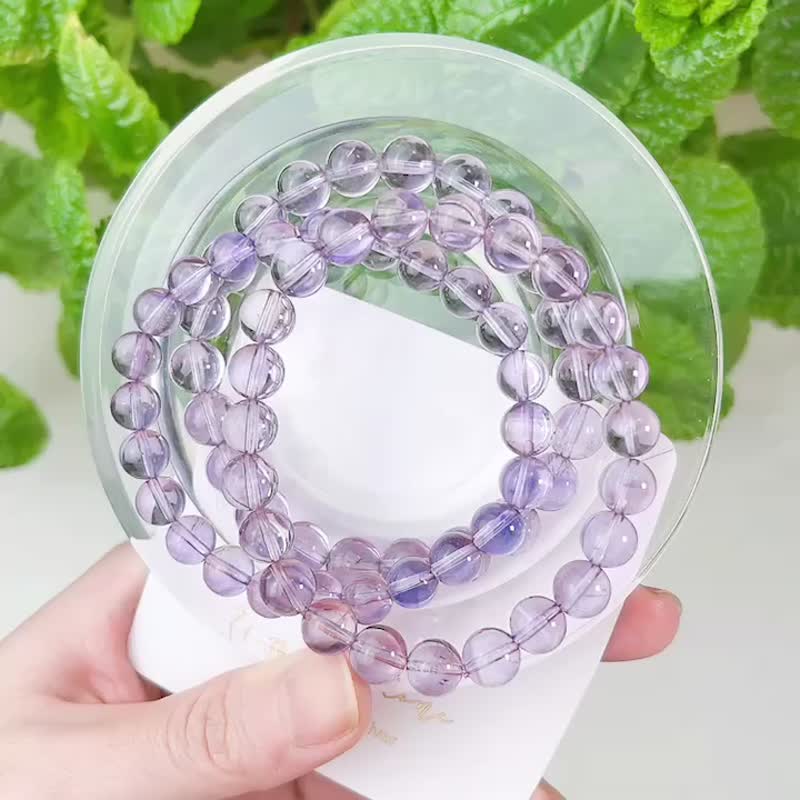 Ice-brewed grape water-sensing ball high-end color fairy amethyst bracelet purple energy from the east - สร้อยข้อมือ - คริสตัล สีม่วง