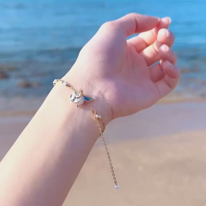 Jewelry accessories l Baroque pearl fishtail bracelet adjustable shell jewelry box - Bracelets - Pearl White