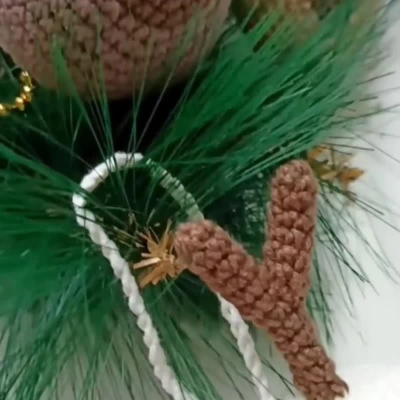 Christmas tree decoration. Breast cancer gifts. Funny Christmas ornament - boob, - ของวางตกแต่ง - ผ้าฝ้าย/ผ้าลินิน สีนำ้ตาล