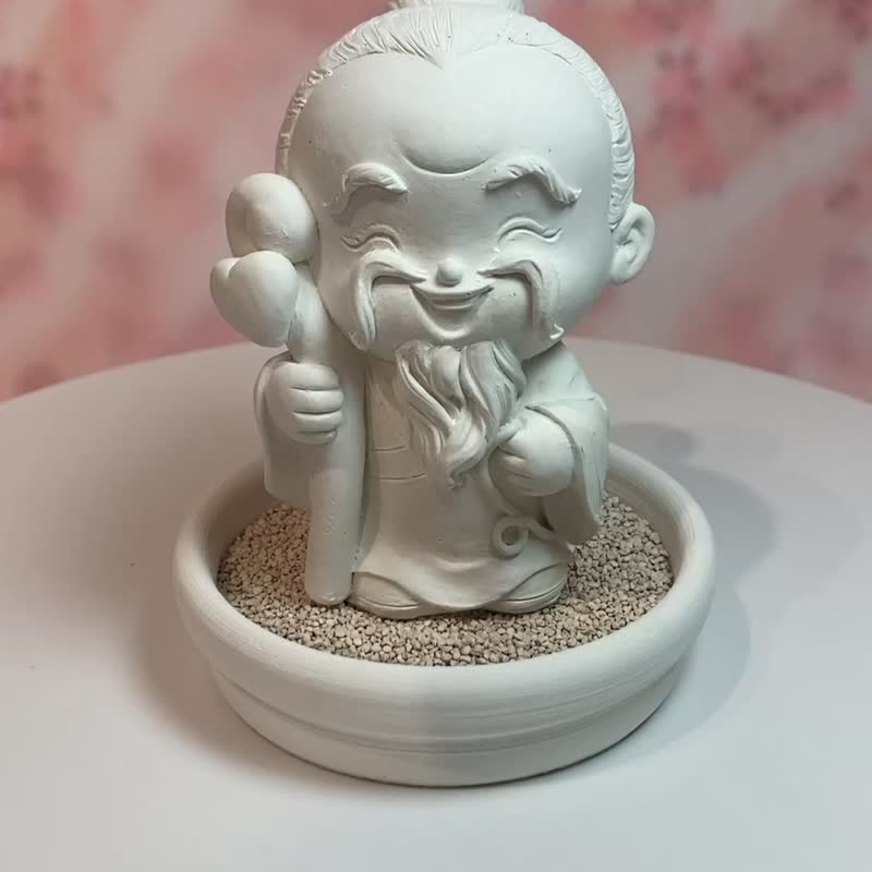 淨念吉祥小佛之月下老人 - 中盤組 精油可加選 珪藻土Q版公仔 - 公仔/玩偶 - 其他材質 白色