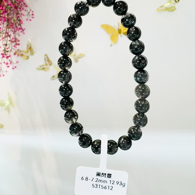 最高級數油墨晶黑武士黑閃靈6.8-7.2mm12.93g淨化消負能量防噩夢 - 手鍊/手環 - 水晶 黑色