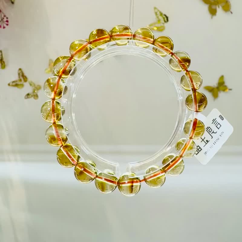 Natural glass through Tashan gradient citrine 9mm-10mm hand bead bracelet to attract wealth and fortune - Bracelets - Crystal Yellow