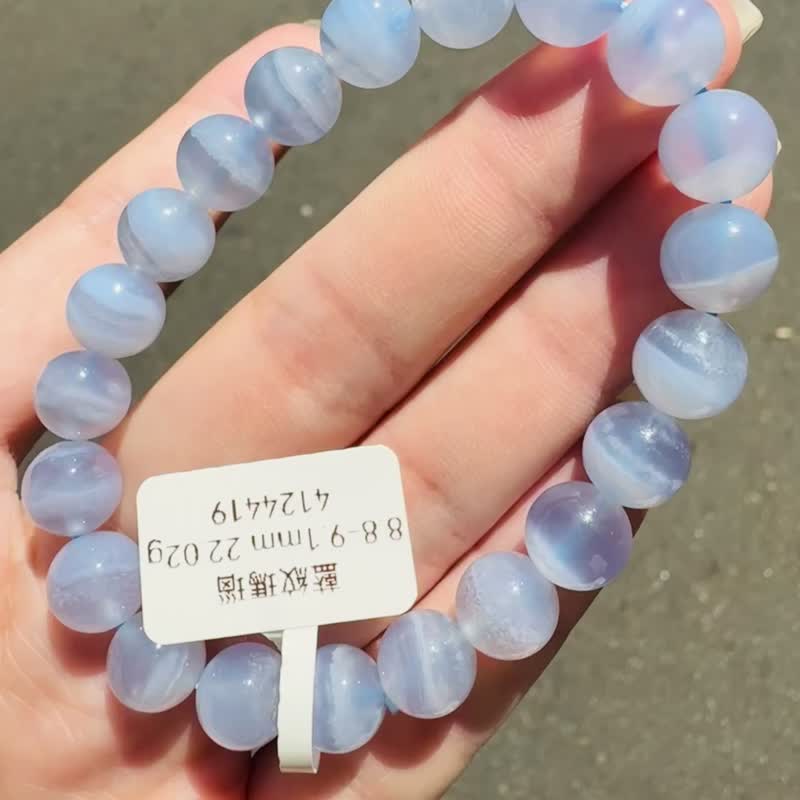 天然仙女色藍紋瑪瑙蕾絲雲朵8.8-9.1mm22.02g安撫焦慮情緒溝通順 - 手鍊/手環 - 水晶 藍色