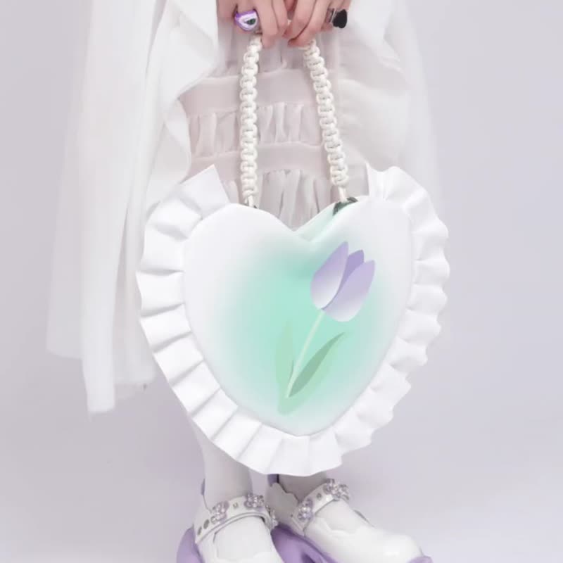 rebirth野生設定辣妹高級鬱金香花朵愛心包編織腋下斜挎女士包袋 - 側背包/斜背包 - 人造皮革 