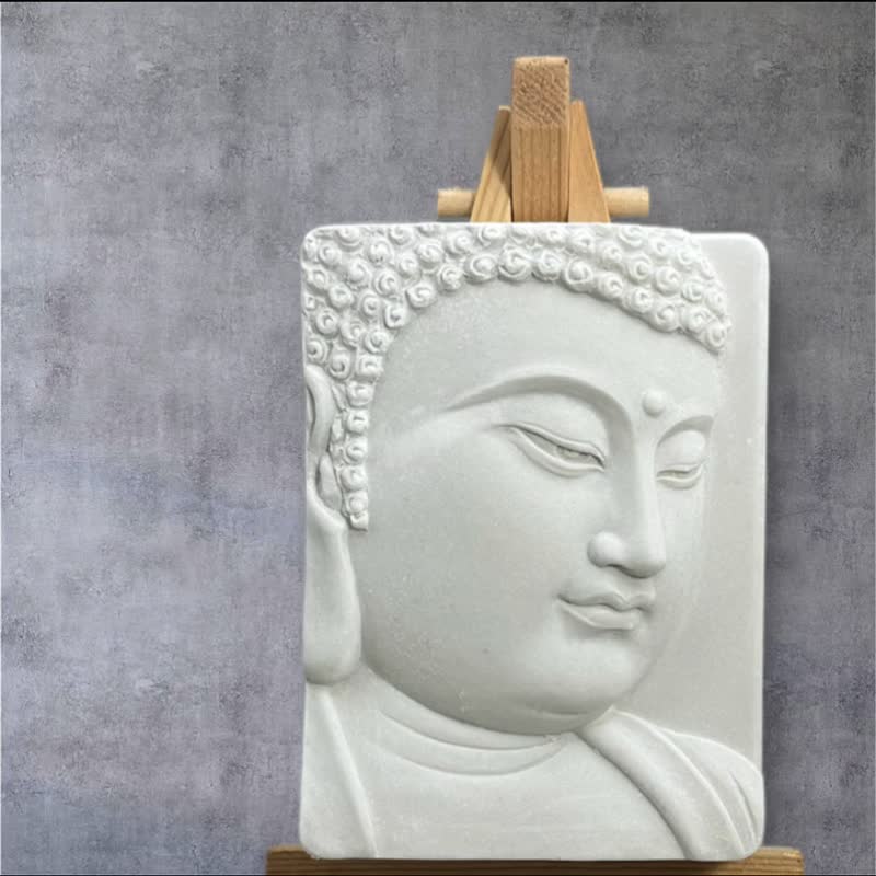 Buddhist Art Good Luck Stone Buddha Statue Decoration Clay Works (6) Zen Fragrance Decoration The Choice for Purifying the Soul - Fragrances - Cement Gray