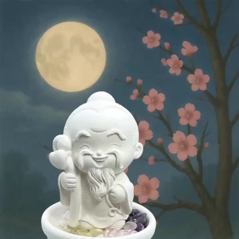 月下老人 五行水晶香氛小盤套組 祈願良緣 贈5ML精油 - 香氛/精油/擴香 - 水泥 白色