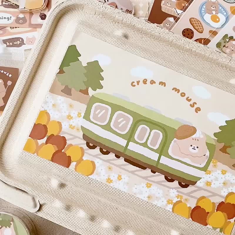 Cream Mouse/Cream Mouse Travel Stationery Gift Box/Lucky Bag - สติกเกอร์ - กระดาษ สีนำ้ตาล