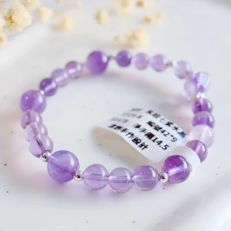 Amelia Jewelry丨Ziting Yanliu丨Amethyst Purple Mica Freshwater Pearl Original Design Bracelet - สร้อยข้อมือ - คริสตัล สีน้ำเงิน