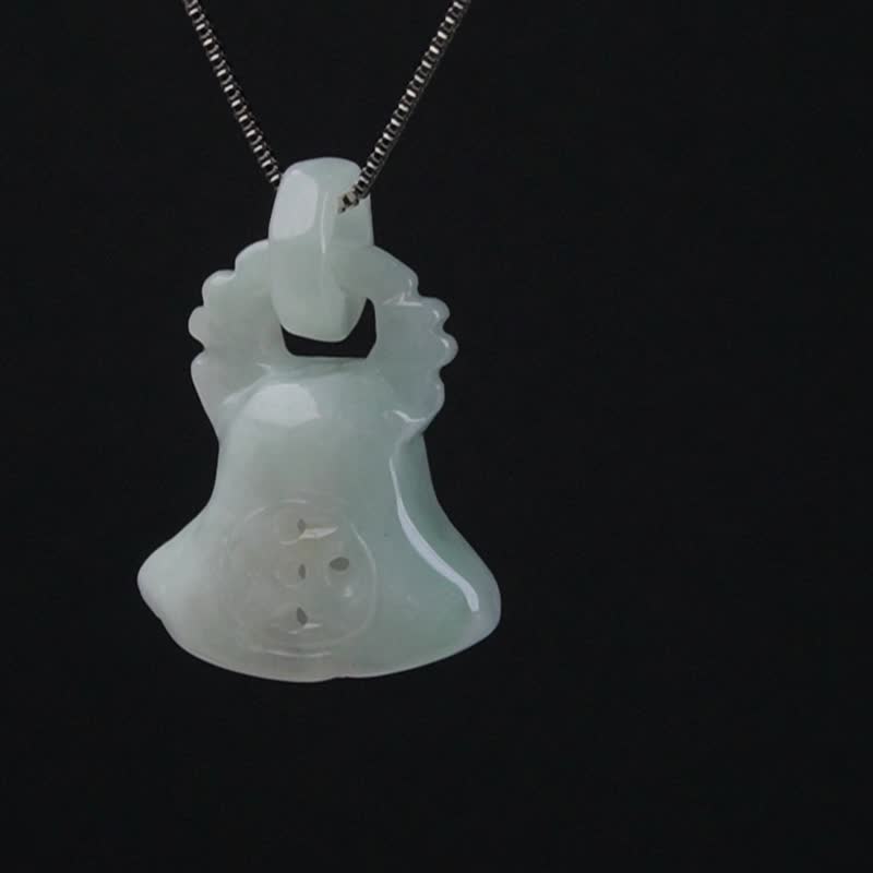 Light green jade bell necklace | Natural Burmese jade jade A goods | Gift giving - Necklaces - Jade Green