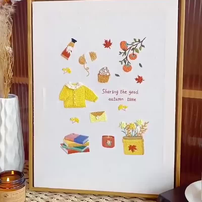 Embroidery handmade DIY material package, photo frame painting, gift for friends - โปสเตอร์ - วัสดุอื่นๆ 