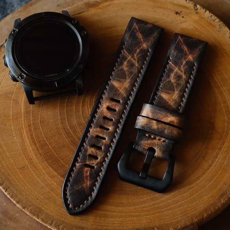 Garmin Watch Band Leather With Quickfit Garmin Connector - สายนาฬิกา - หนังแท้ สีนำ้ตาล