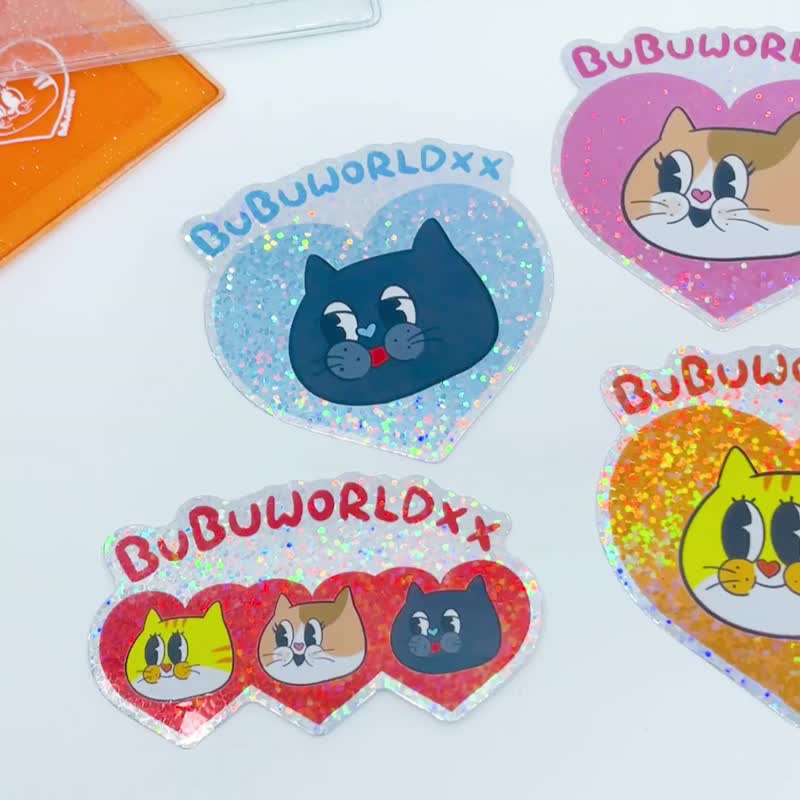 Bubuworld Glitter Series Large Stickers Second Edition Waterproof Stickers Total 4 Types - Stickers - Waterproof Material 
