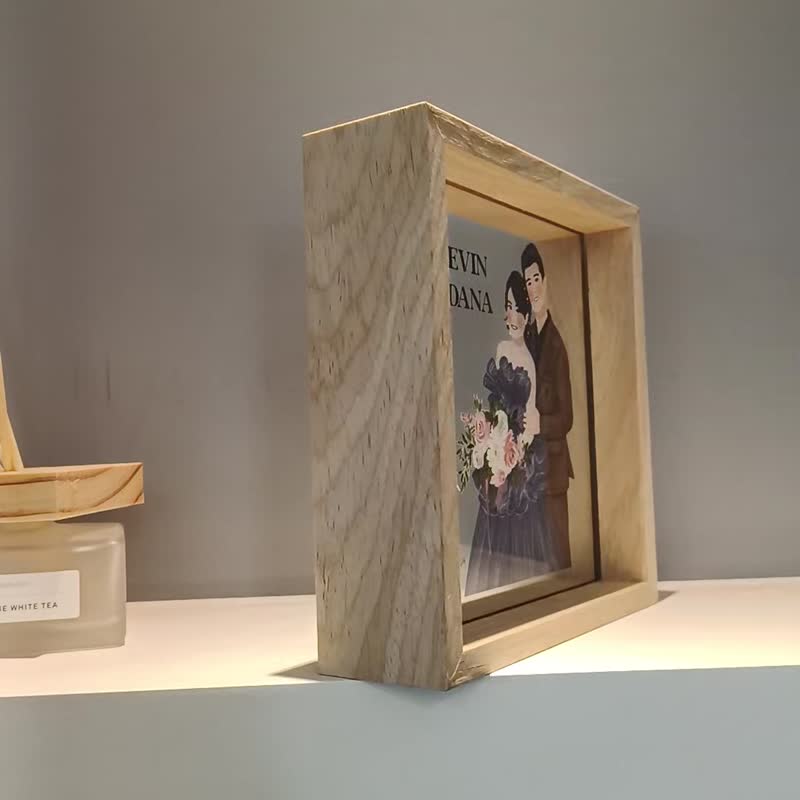 【DOING】絵付きプリント - ガラス・木枠 - フォトフレーム - 木製 ブラウン