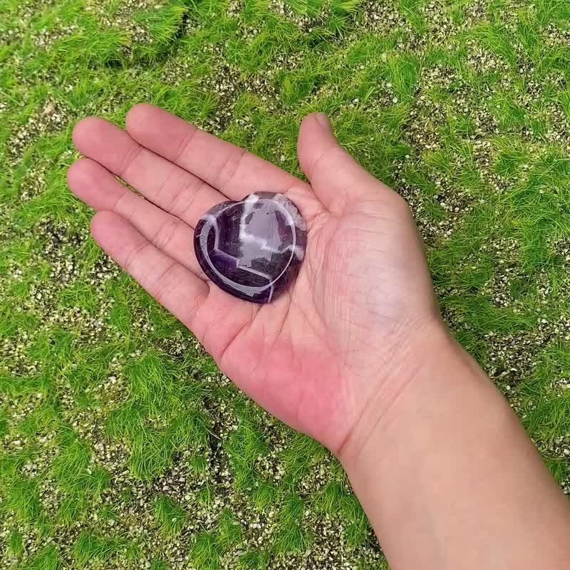 能量夢幻紫水晶小小愛心消磁盤x天然水晶消磁石凈化充電套組 - 其他 - 水晶 紫色