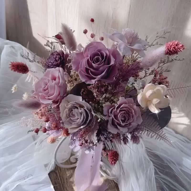 Fl108-01 Classic Dry Flower Bouquet-Romantic Purple - Shop  aliceflowerdesign Dried Flowers & Bouquets - Pinkoi