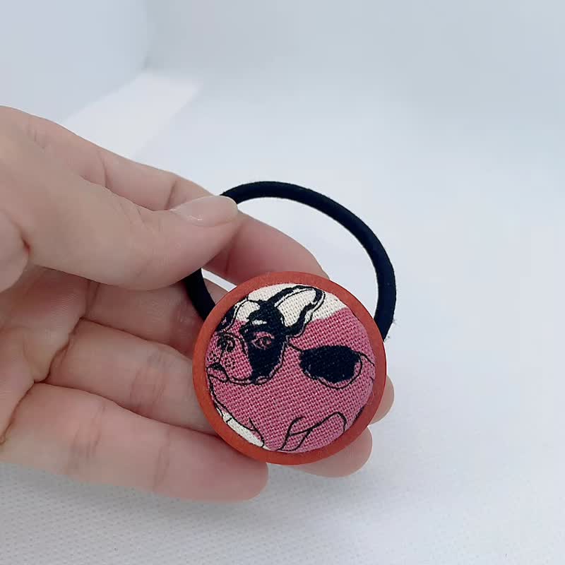 手工原木髮束-粉紅法鬥 - 髮夾/髮圈 - 棉．麻 