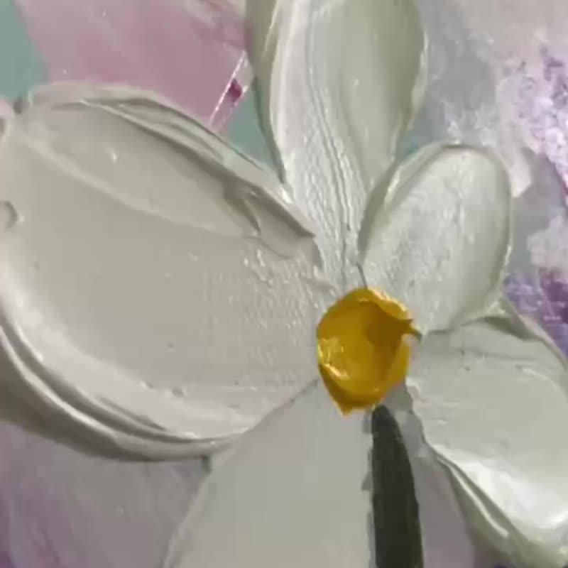 花語  油畫/抽象/原創商品/裝飾畫/掛畫客廳餐廳手繪肌理質感畫 - 海報/掛畫 - 亞麻 