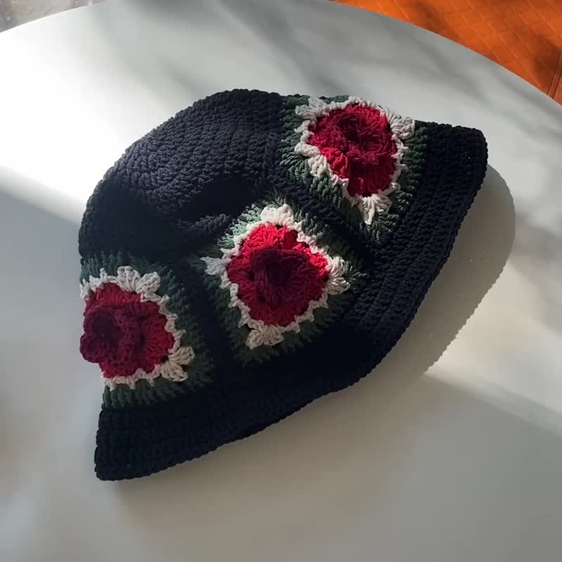 Bucket crochet hat : Rose - Hats & Caps - Other Materials Black