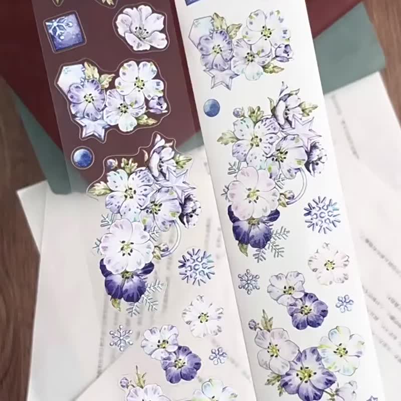 ドリーミーネモフィラ - PET&和紙マスキングテープ 花々イラスト DIY手帳デコレーション素材 - マスキングテープ・PET テープ - 紙 多色