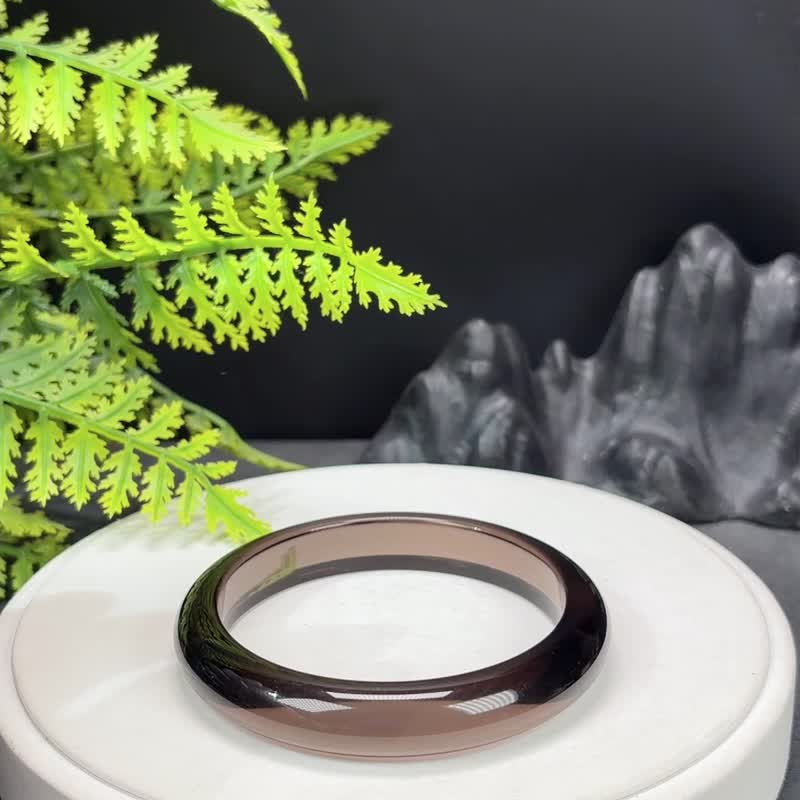 Glass Body Ice Obsidian Bracelet 61+MM High Ice Translucent Black Obsidian Bangle Wealth Prosperity Auspicious Optimism Confidence - สร้อยข้อมือ - เครื่องประดับพลอย สีดำ