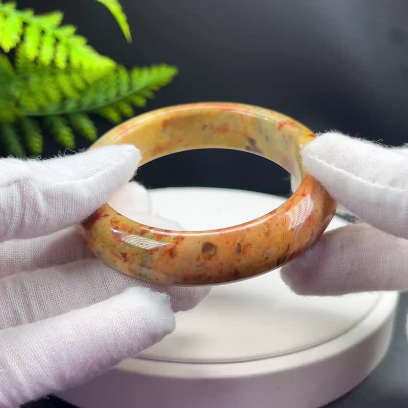 精美 墨西哥瘋狂瑪瑙手镯 56MM 高瓷玉化多彩雲狀錦紋 療愈護身符 - 手鍊/手環 - 半寶石 多色