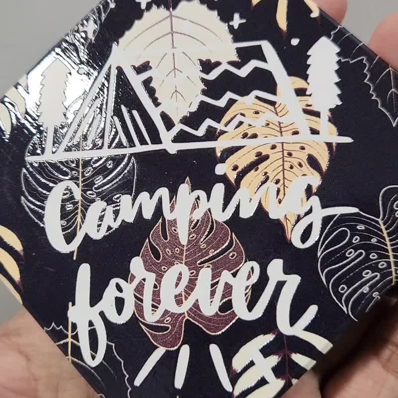 Camping Forever 永遠露營 晶雕鶯歌陶瓷杯墊 - 杯墊 - 陶 黑色