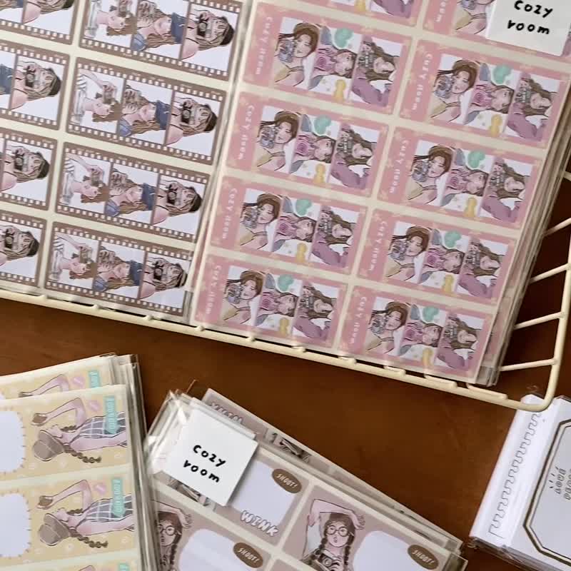 Cozyroom/Camera Women’s Sealing Sticker/Handbook Sticker/Writeable/2 Patterns - สติกเกอร์ - กระดาษ สีนำ้ตาล