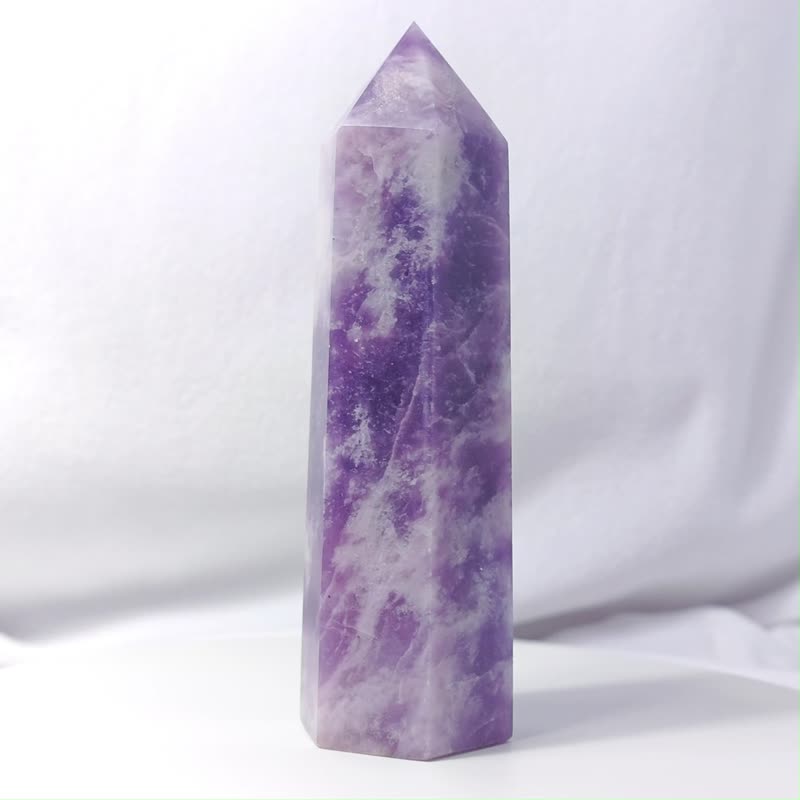 Rare Purple Mica Tourmaline Collection Grade Purple Qi from the East Crown Chakra Wealth and Wisdom Lucky Crystal Pillar - ของวางตกแต่ง - เครื่องเพชรพลอย สีม่วง