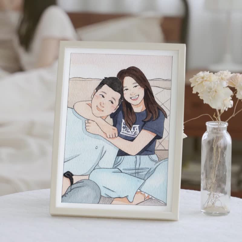【 人像客製畫 】紀念全家福 | 男女朋友 | 週歲禮物 | 婚禮插畫 - 海報/掛畫/掛布 - 紙 