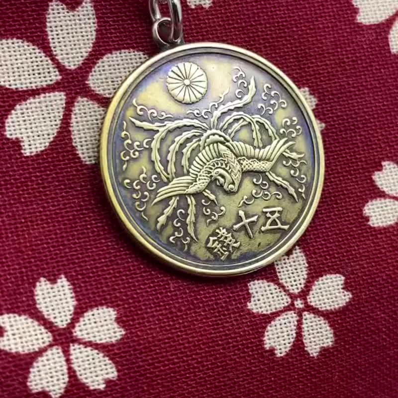 鳳凰古錢幣項鍊，黃銅材質 - 項鍊 - 銅/黃銅 金色