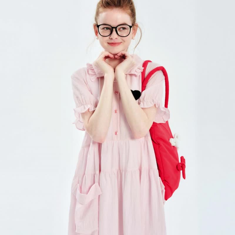 Pink sweet love Tencel dress/dress - ชุดเดรส - ผ้าฝ้าย/ผ้าลินิน สึชมพู