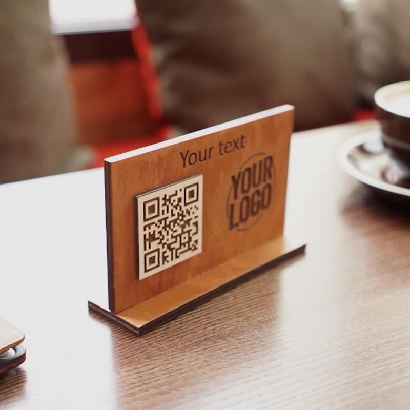 Wooden qr cod sign, QR code menu, QR code menu sign - 其他 - 木頭 