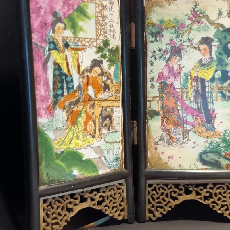 金陵十二釵瓷板畫 屏風 瓷板畫 瓷器 紅樓夢 藝術收藏 中國傳統 - 擺飾/家飾品 - 瓷 多色