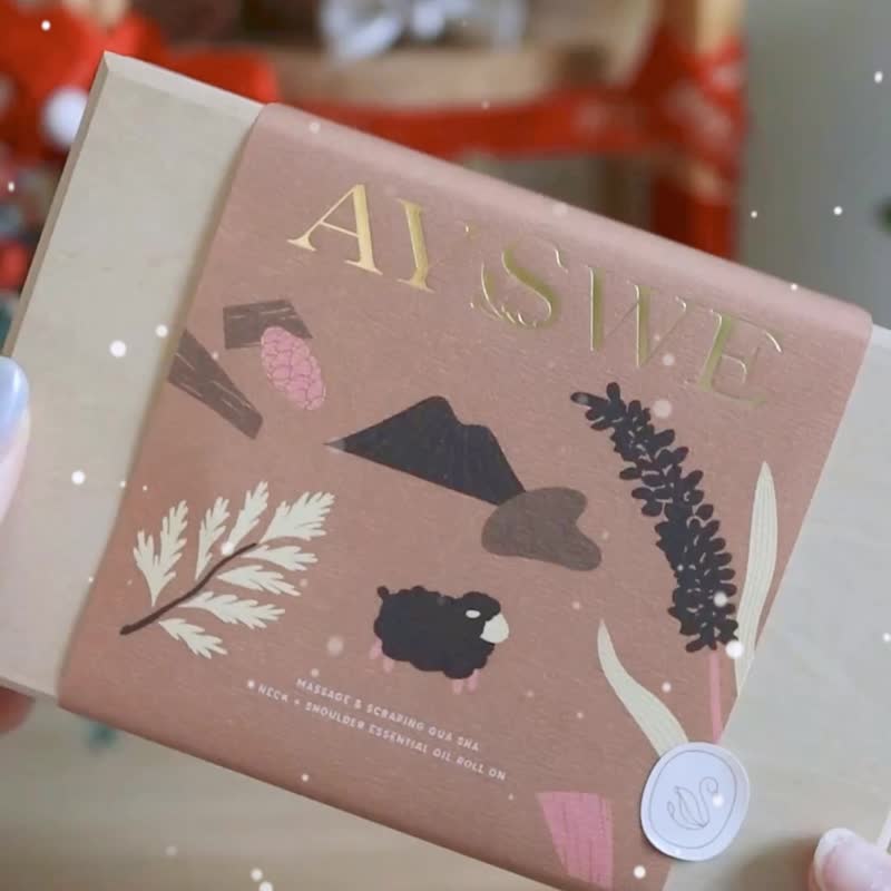 【クリスマスギフト l 迅速発送】ローズクォーツかっさブナ材マッサージコーム & 舒緩ロールオンエッセンシャルオイルギフトセット - アロマ・線香 - 木製 