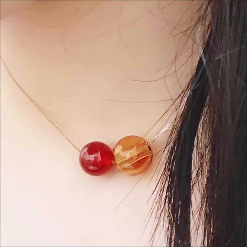 Red Onyx July Birthstone Diffuser Necklace Rose Gold S925 - Necklaces - Gemstone Red