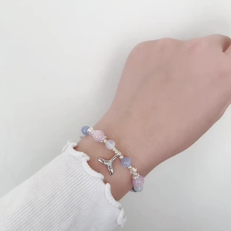 Handcrafted Opal/Blue Stone Fishtail Romantic Bracelet - Bracelets - Copper & Brass Blue