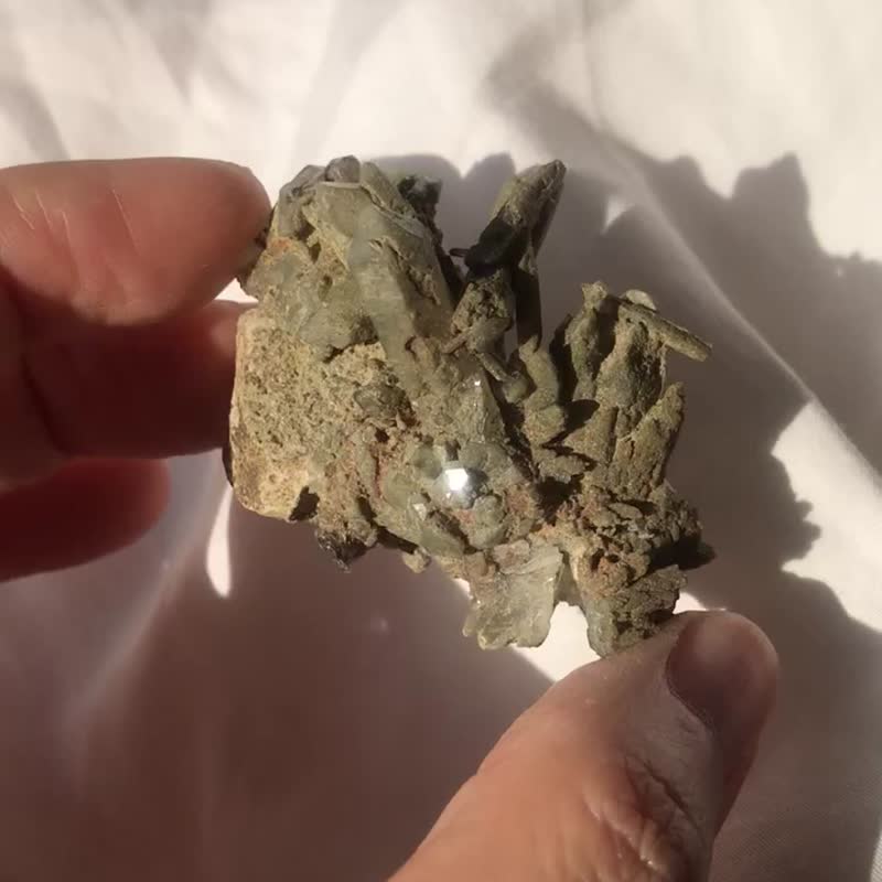 巴基斯坦 喜馬拉雅 綠幽靈水晶 白水晶簇 閃亮 天然原石 - 擺飾/家飾品 - 水晶 綠色