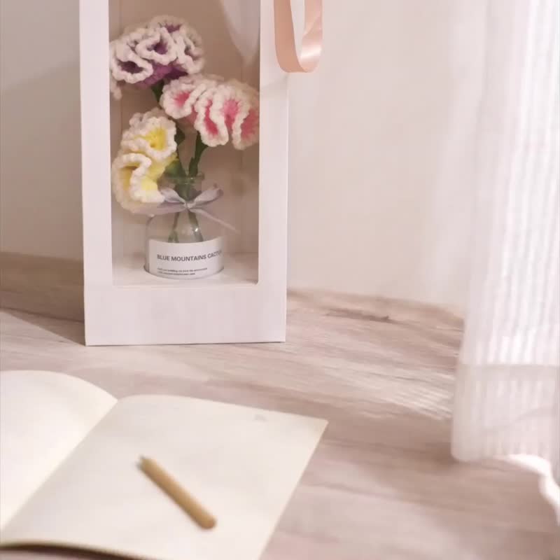 [Video tutorial] Hand-woven carnation DIY material package is the first choice for Mother’s Day gift - Knitting, Embroidery, Felted Wool & Sewing - Other Materials Pink