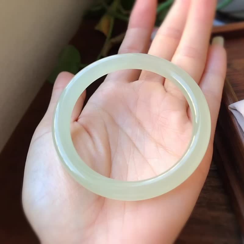 Collection grade natural Hetian jade Qinghai material jade bracelet ring 56.7MM Bingqingshui can not be found - Bracelets - Jade 