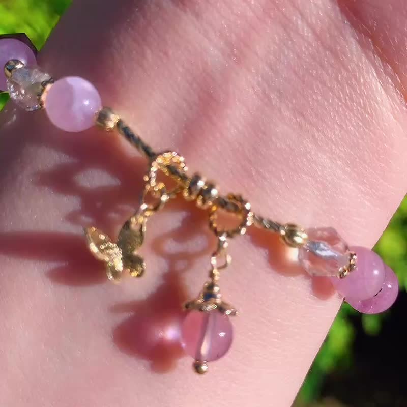 鑽石切紫水晶 | 白水晶 | 紫鋰輝 | 薰衣草紫水晶 14K包金手鍊 - 手鍊/手環 - 水晶 紫色