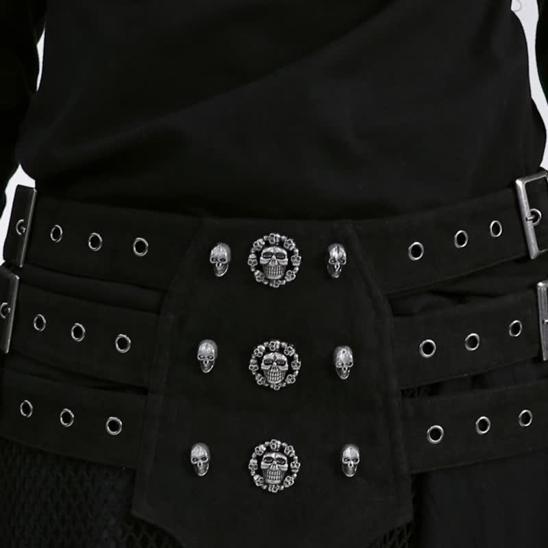 Punk Santa Muerte Priest Distressed Belt - Multicolor/Black Only - Belts - Other Materials Black