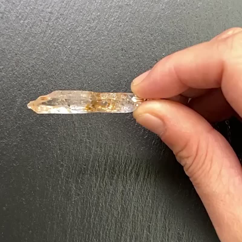 能量原石-天然冰透油膽紅泥骸骨雙尖水晶925純銀鈦鋼項鍊 - 項鍊 - 水晶 多色